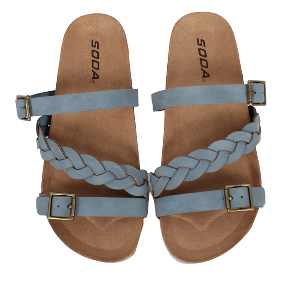 Other - GIRLS Blue Buckle Strap Platform Slip On Sandal